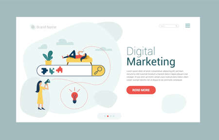 Vector web site design template. Conceptual illustration of internet search.のイラスト素材