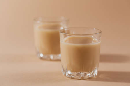 Short glasses of Irish cream Liquor or Coffee Liqueurの写真素材