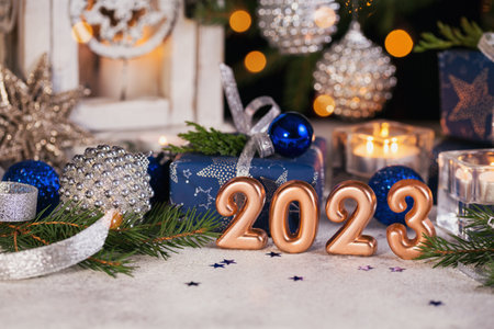 Decorated Christmas lantern with burning candle indoors