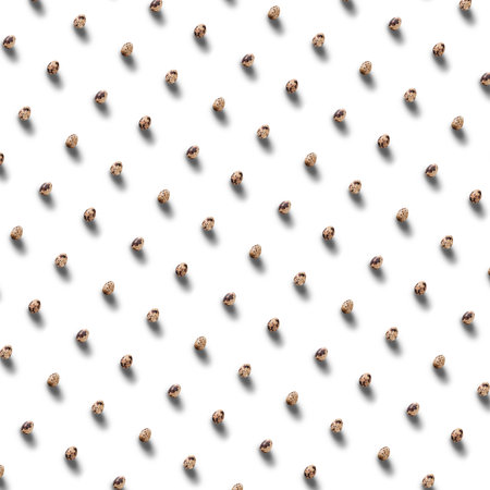 Quail eggs with shadows pattern isolated on white backgraund