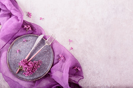 Holidays decoration for romantic dinner in restaurantの写真素材