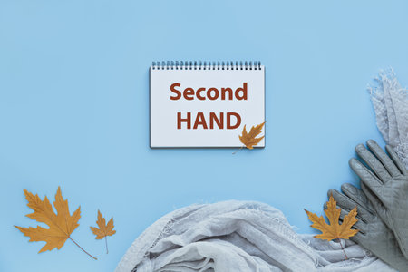 Autumn design second hand idea, circular fashion, charity conceptの写真素材