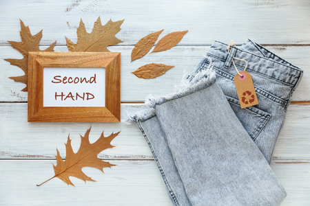 Autumn design second hand idea, circular fashion, charity concept