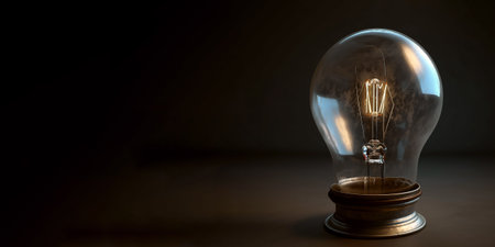 Decorative transparent light bulb lamps on dark backgroundの素材