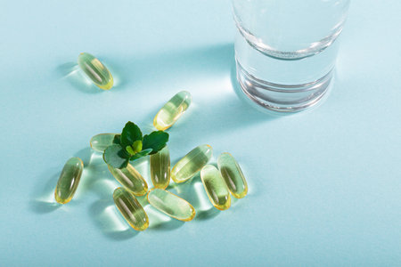 Oil filled capsules of food supplementsの写真素材