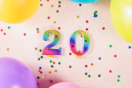 Festive Number 20: Colorful Celebration Decorの写真素材