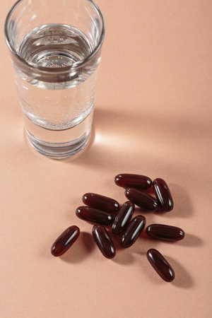 Oil filled capsules of food supplementsの写真素材