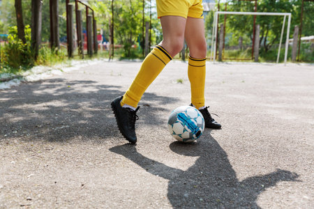 Soccer player stepping on the ball during practice