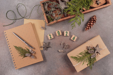 Winter holiday mood, Christmas, New Year compositionの写真素材