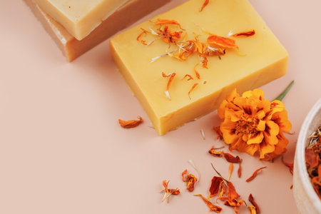 Marigold Soap Bar for Organic Skincareの写真素材