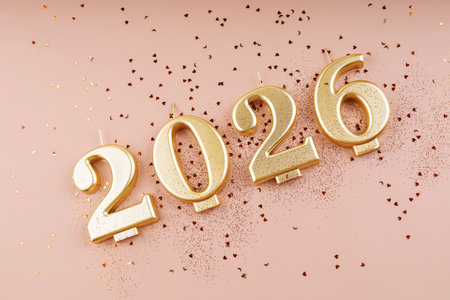 2026 Celebration Banner with Golden Candles