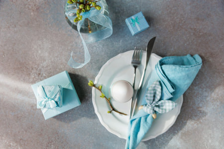 Holiday Morning Setup with Easter Egg and Napkin