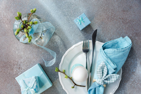 Flat Lay of Holiday Table with Budding Vase