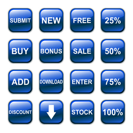  glossy button icon, blueのイラスト素材