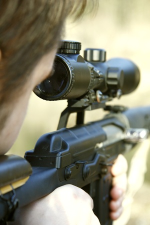 sniper aimingの写真素材
