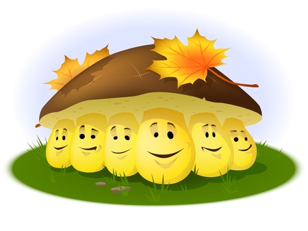cartoon funny shroomsのイラスト素材