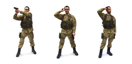 airsoft soldier white backgroundの写真素材