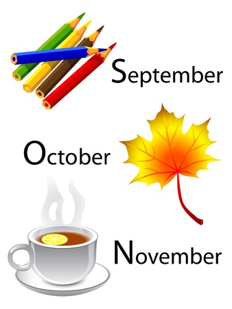 autumn calendar - september, october, novemberのイラスト素材