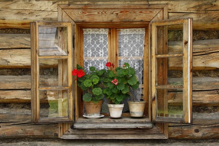 wooden calmness windowの写真素材