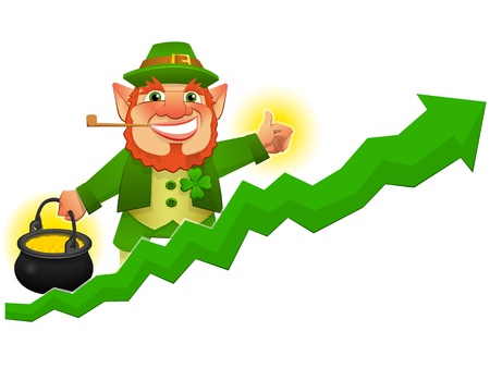 lucky leprechaun with business prosperity arrowのイラスト素材