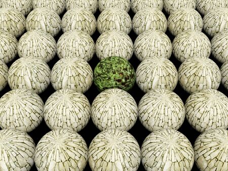 3D abstract sphere background / green nature pointの写真素材