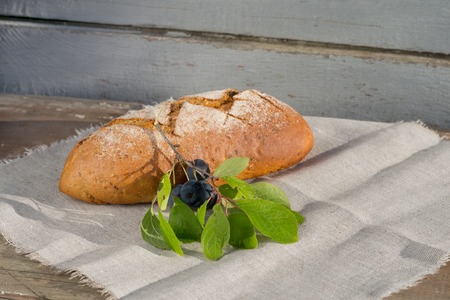 Bread and plum fruitsの写真素材