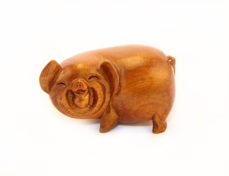 Wooden figure of a pigの写真素材