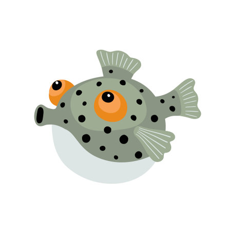 Cute cartoon sea fish ball, flat style illustration.のイラスト素材