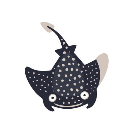 Cute cartoon sea fish stingray, flat style illustration.のイラスト素材