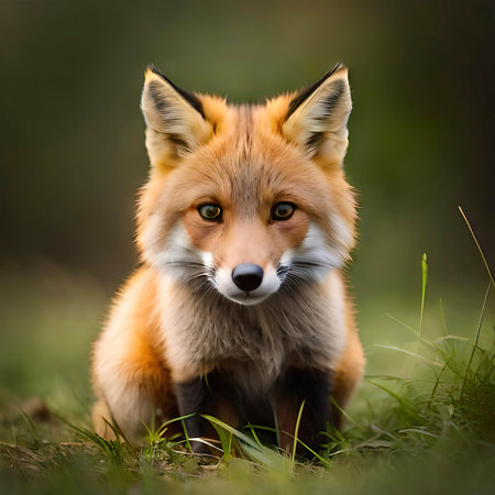 Young red fox on the background of natureの素材