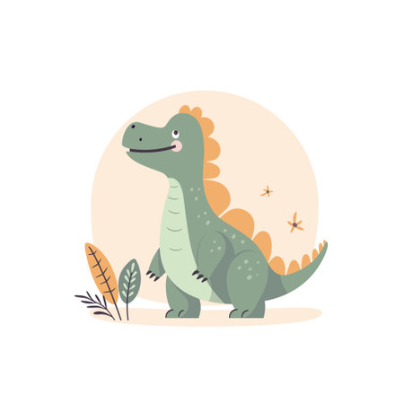Illustration of a cute cartoon dinosaur. Characters for children's room and postcards vector.のイラスト素材