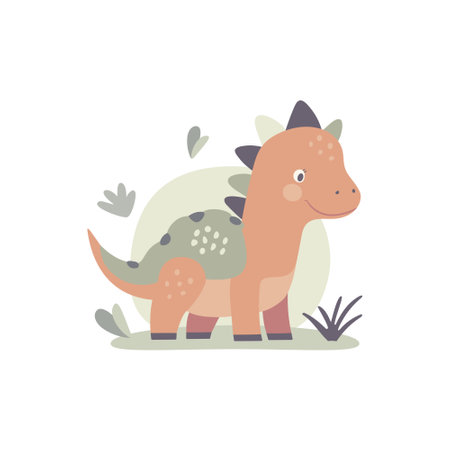 Illustration of a cute cartoon dinosaur. Characters for children's room and postcards vector.のイラスト素材