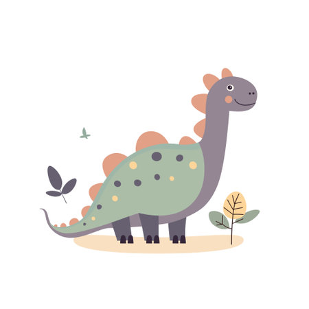 Illustration of a cute cartoon dinosaur. Characters for children's room and postcards vector.のイラスト素材