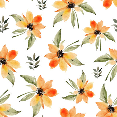 Seamless pattern with delicate orange large flowers.の写真素材