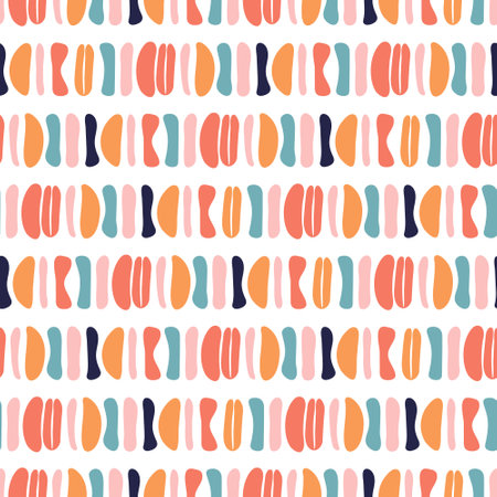 Abstract seamless vector pattern in modern flat style, colorful stripes and design elements.のイラスト素材