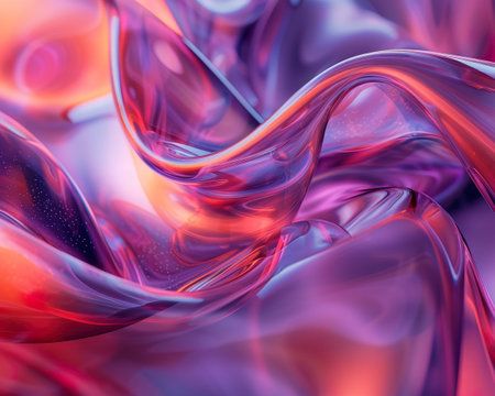 Abstract holographic background with smooth lines and waves of purple and pink colorsの素材