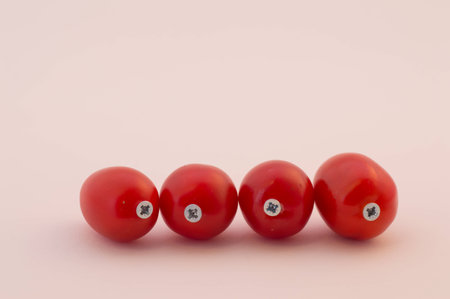 bright, genetically modified vegetables on a white の写真素材