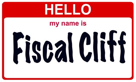 red sticker hello my name is fiscal cliff conceptの写真素材