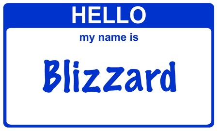 hello my name is blizzard blue stickerの写真素材
