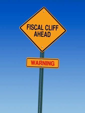 fiscal cliff ahead warning direction road signの写真素材