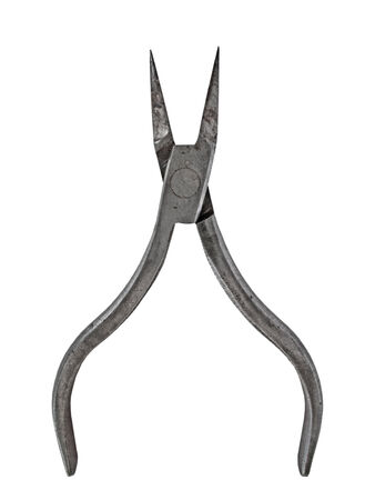 vintage round jeweler pliers isolated on whiteの写真素材