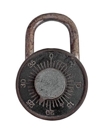 vintage dial lock over whiteの写真素材