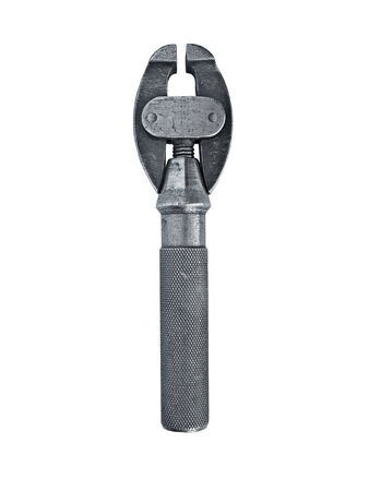 vintage hand vise isolated over white backgroundの写真素材