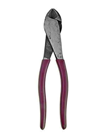 vintage side cutters joint pliers snips over whiteの写真素材