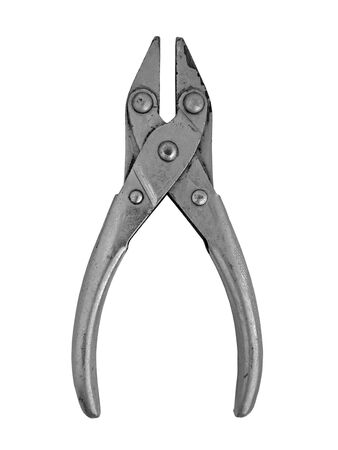 vintage rusty parallel pliers and cutters over white, clipping pathの写真素材
