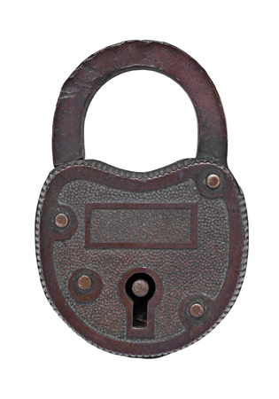 vintage padlock over white backgroundの写真素材