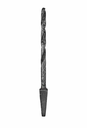 ruaty vintage hand brace drill bit over white, clipping pathの写真素材