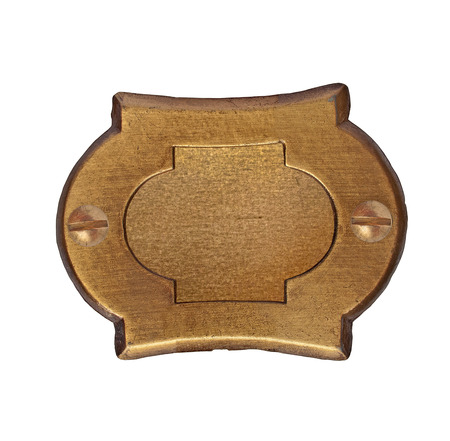 vintage brass number plate over white, clipping pathの写真素材