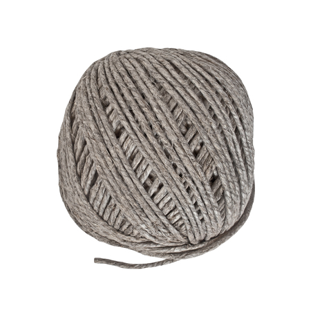 vintage hemp cord ball isolated over white, clipping pathの写真素材