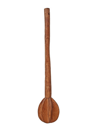 vintage wooden muddler over white, clipping pathの写真素材